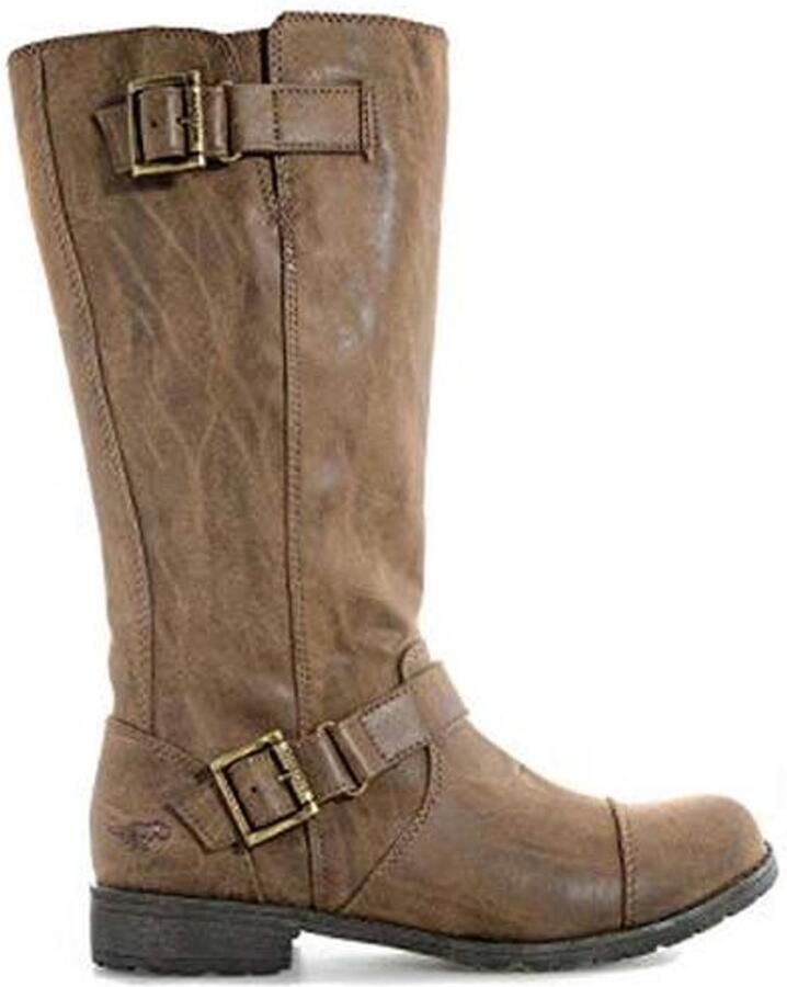 Dames Bruine Bikerlaarzen met Dubbele Gesp