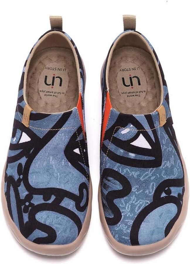 Dames Canvas Instappers met Kleurrijke Print Comfortabele Casual Schoenen