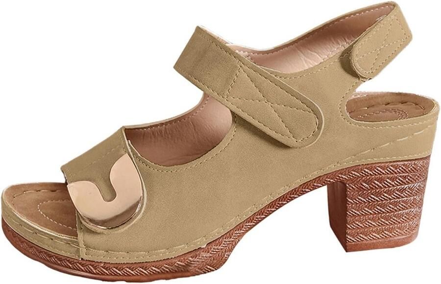 Dames Casual Sandalen met Blokhak en Verstelbare Band Zwarte Comfortabele Slides