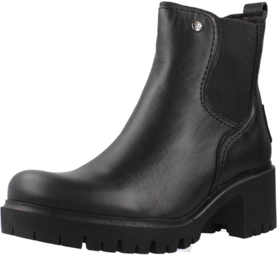 Zwarte Leren Chelsea Boots Dames met Hak Waterdicht en Comfortabel