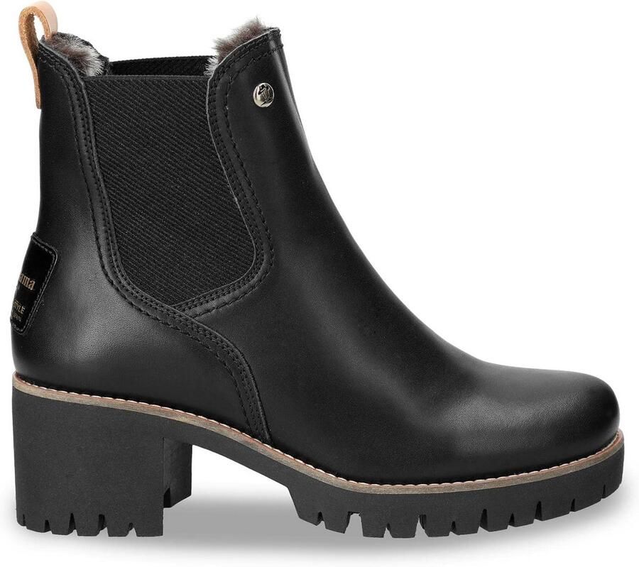 Dames Chelsea Boot Zwart Leer Waterdicht met Warme Voering