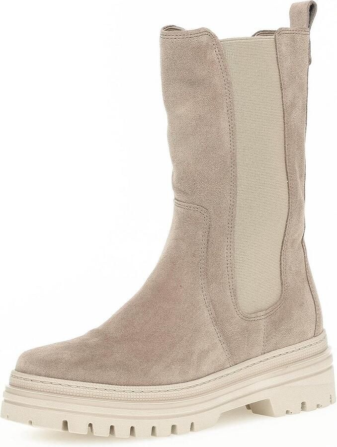 Dames Chelsea Boots Beige met Uitneembaar Voetbed en Profielzool