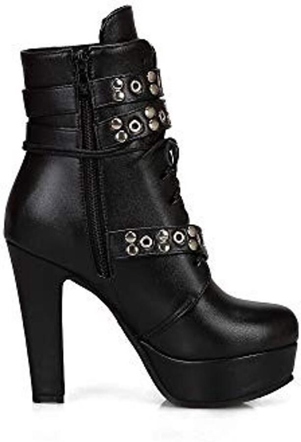 Dames Chelsea Boots Hoge Hak met Ronde Teen Zwart - Foto 1