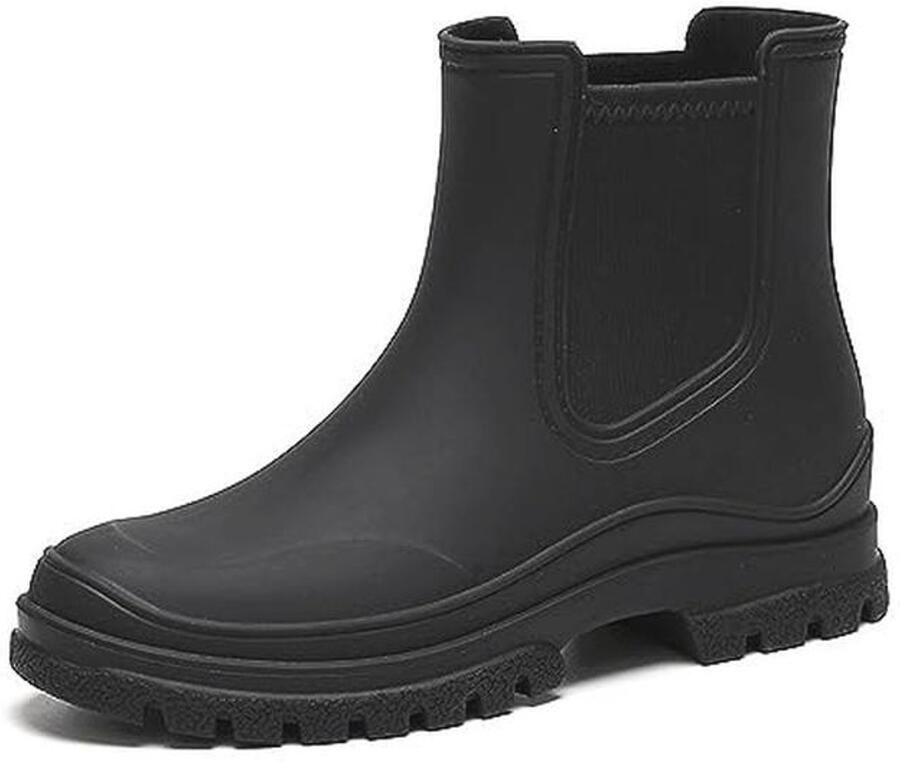 Dames Chelsea Boots Korte Slip-On Waterproof Tuinlaarzen Zwart