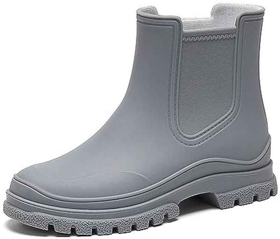Waterdichte Chelsea Boots voor Dames Korte Slip-On Regenlaarzen in Zwart )