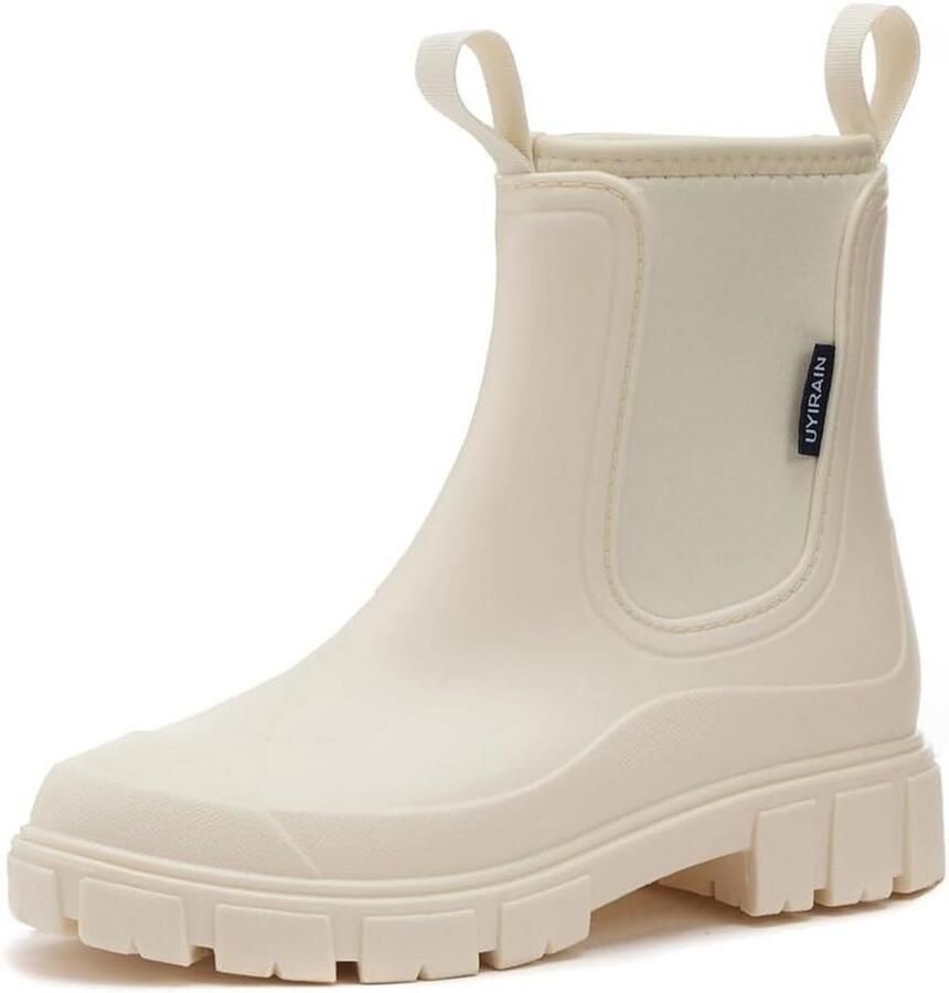 Dames Chelsea Regenlaarzen Rubberhalfhoge Laarzen Waterdicht Antislip Zwart