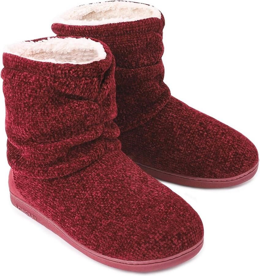 Dames Chenille Gebreide Warme Laarzen Slippers met Pluche Fleece en Traagschuim