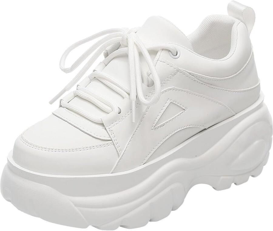 Dames Chunky Sneakers met Hoge Plateauzool en Vetersluiting