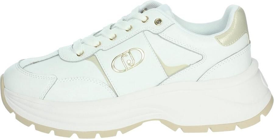 Dames Chunky Sneakers Wit met Goud Accenten Plateauzool en Dikke Zool