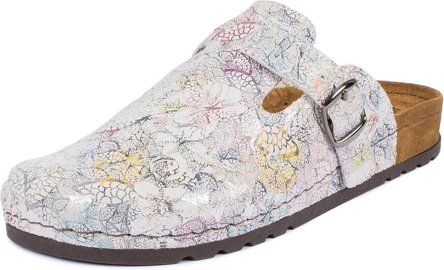 Dames Clog Leer Met Diep Voetbed en Anti-Shock Dempingssysteem