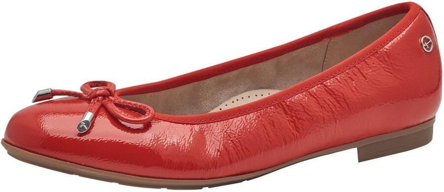 Dames Comfort Ballerina's van Leer met Strik