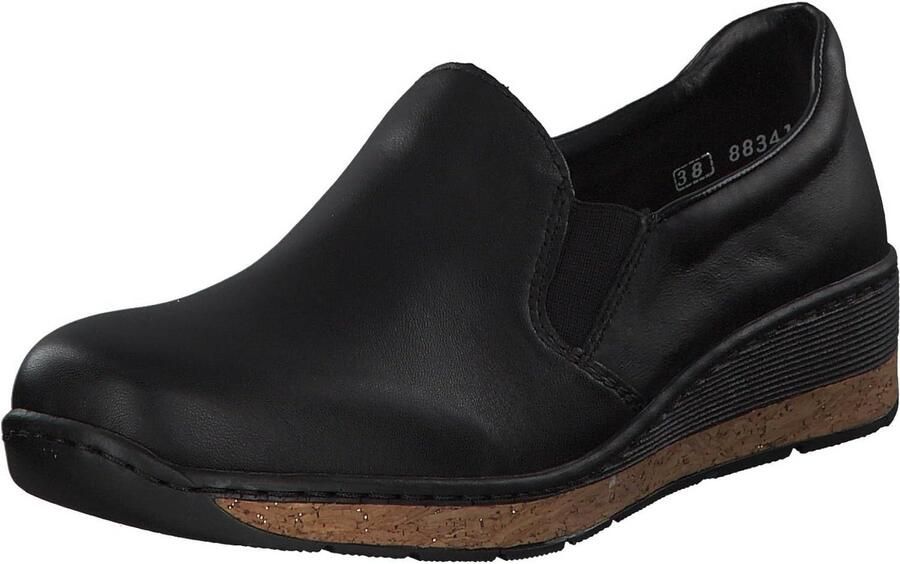 Dames Comfort Instapschoenen Zomer Zwart Leder Lichte Wedgezool