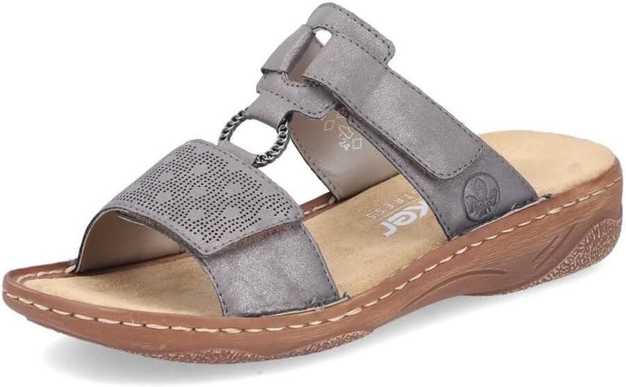 Rieker Slippers Zomerschoen slippers vakantieschoen klittenbandschoen met perforatie