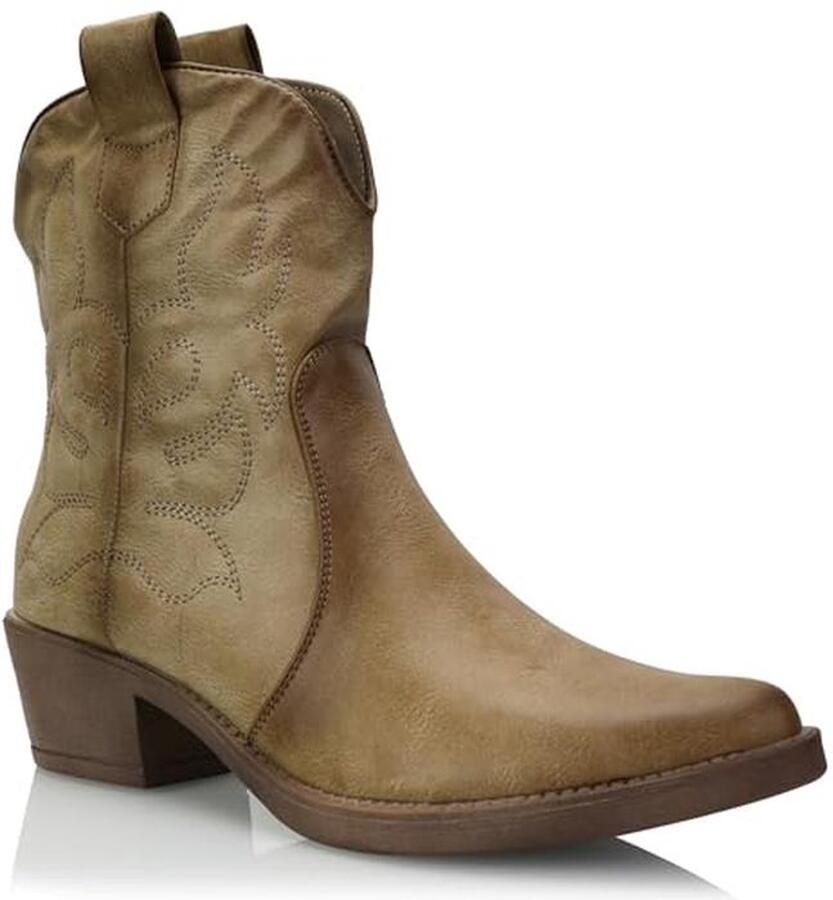 Dames Cowboy Boots Westernlaarzen met Blokhak en Bikerboot Stijl