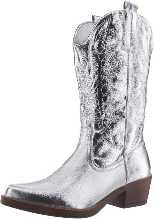 Dames Cowboy Laarzen Chunky Hoge Biker Laarzen