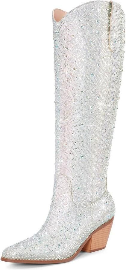 Dames Cowboy Laarzen Glitter Strass Western Laarzen Grove Hak