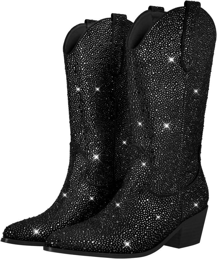Dames Cowboy Laarzen Glitter Western Hak Trendy Laarzen