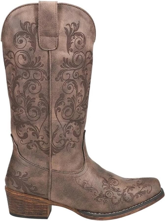 Dames Cowboy Laarzen met Ronde Neus en Vintage Stijl