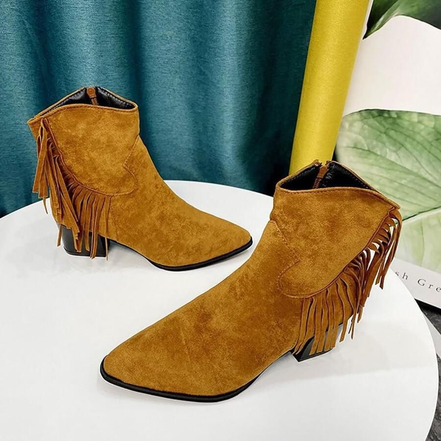 Dames Cowboylaarzen met Franje en Verborgen Wedge Hak voor Feest en Bruiloft Comfortabel en Stijlvol met Strass en Nubuck Leder