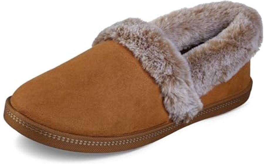 Dames Cozy Campfire Slippers Comfortabele Casual Muiltjes in Suède met Imitatiebont