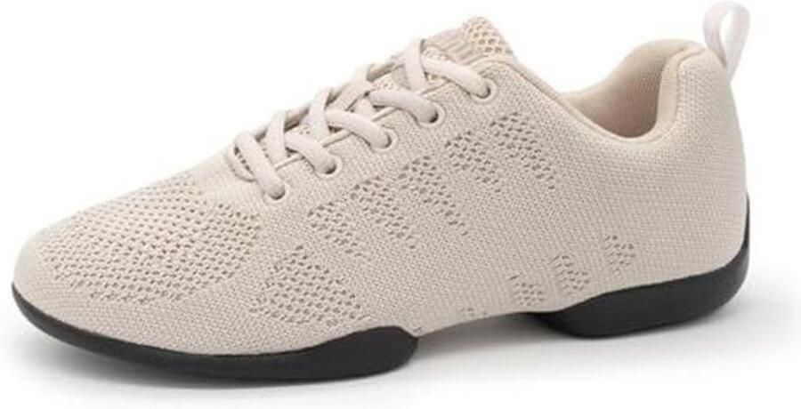 Dames Dance Sneakers Knit Beige Normale Breedte Hak Gedeelde PU Zool