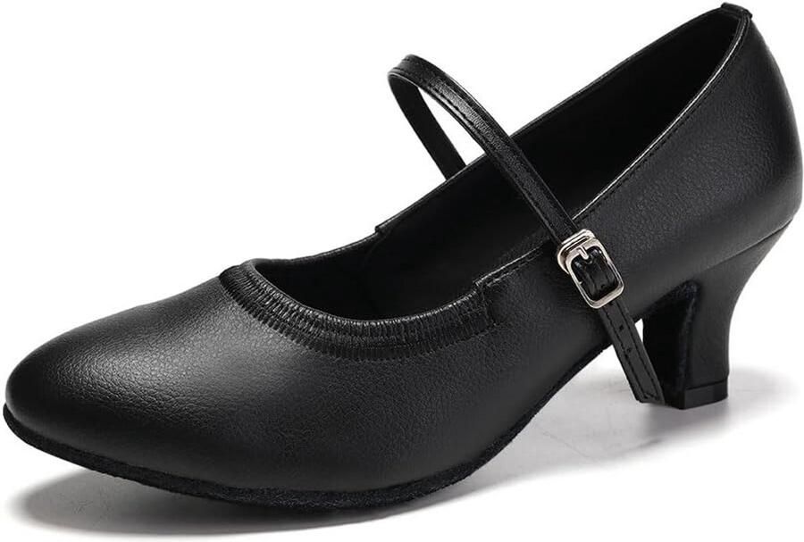 Dames Dansschoenen Gesloten Teen Leer voor Salsa Latin en Ballroom Dansen