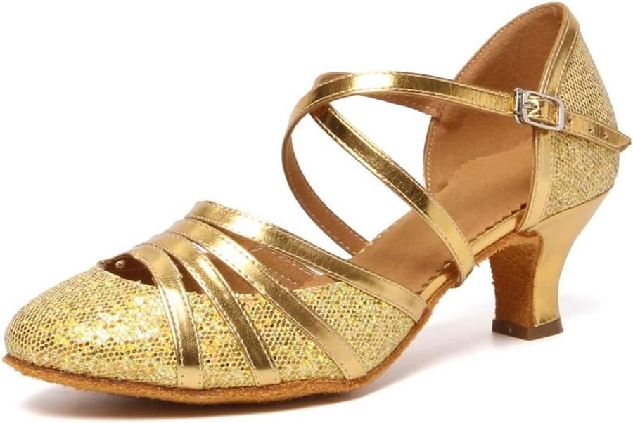 Dames Dansschoenen Glitter Gesloten Teen voor Latijns Tango Salsa en Ballroom