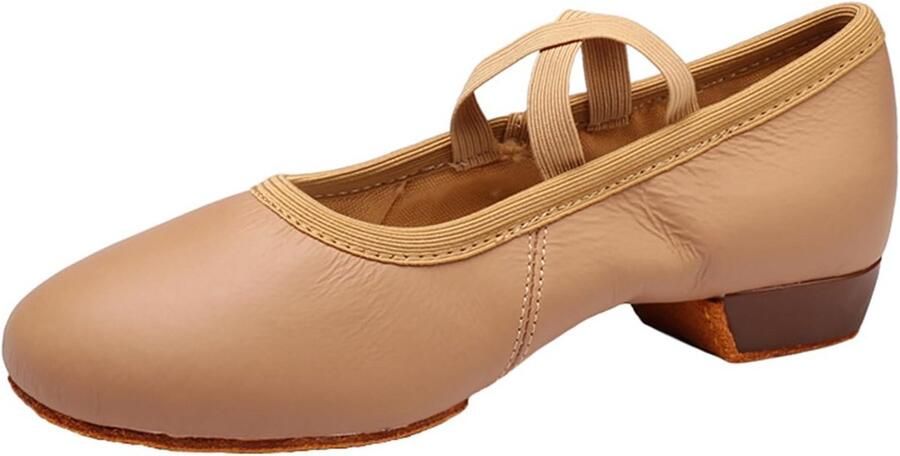 Dames Dansschoenen Lage Hak Splitzool voor Latin Jazz en Moderne Dans Zacht Leer