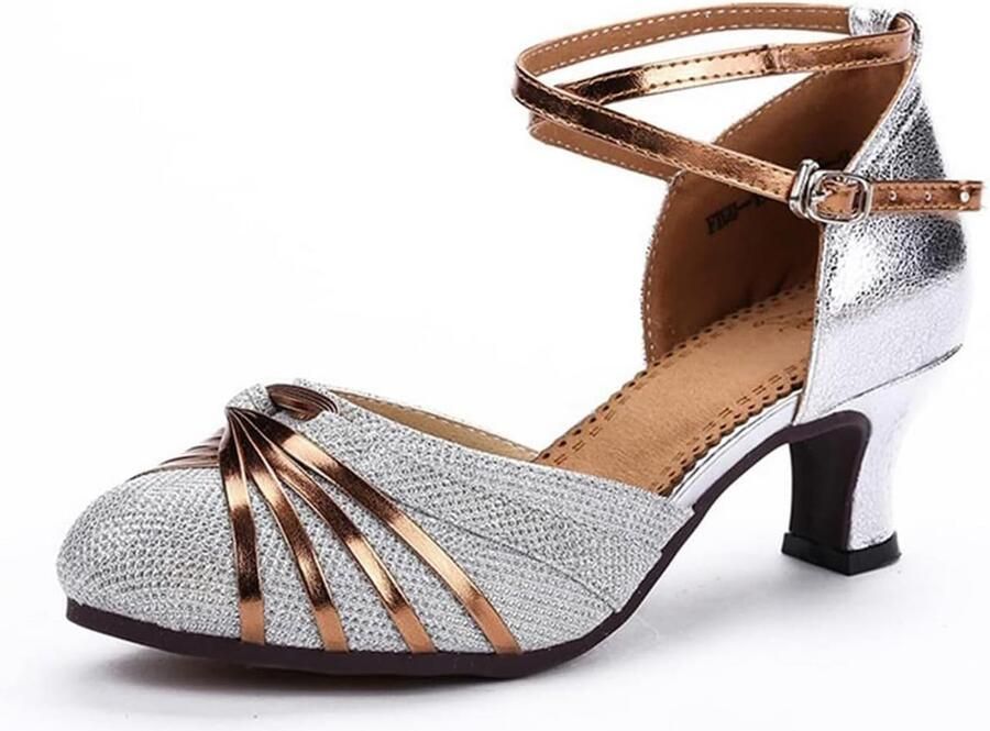 Dames Dansschoenen Latin Salsa Ballroom Mid Hak Gesloten Teen Perfect voor Binnen en Buiten