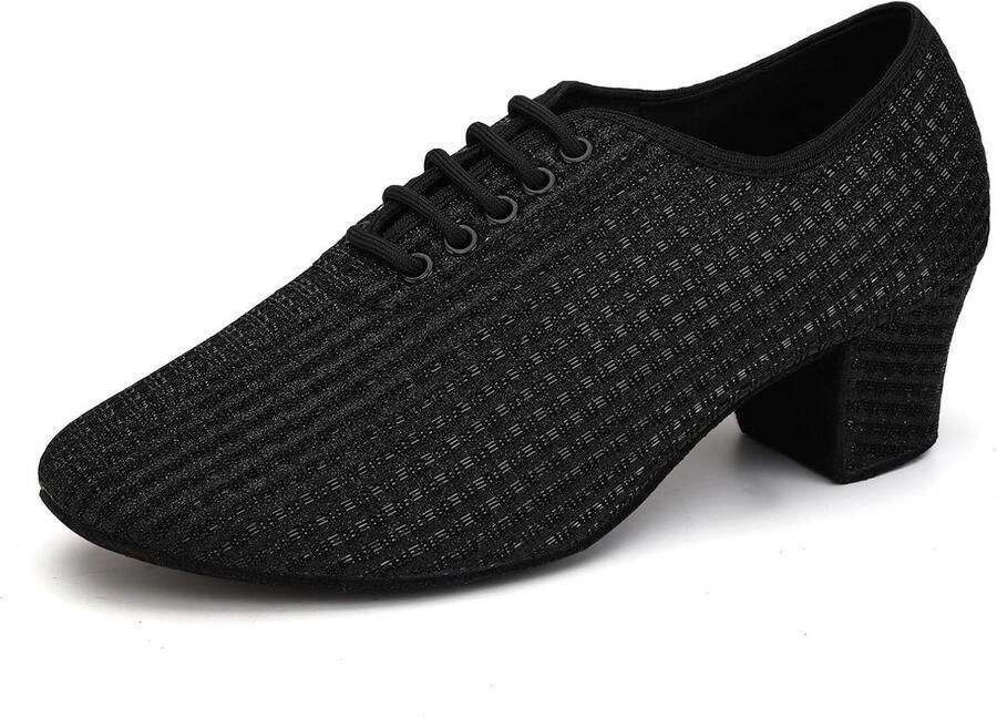 Dames Dansschoenen Latin Salsa Standaard Ballroom Gesloten Teen Lage Hak Suède Zolen