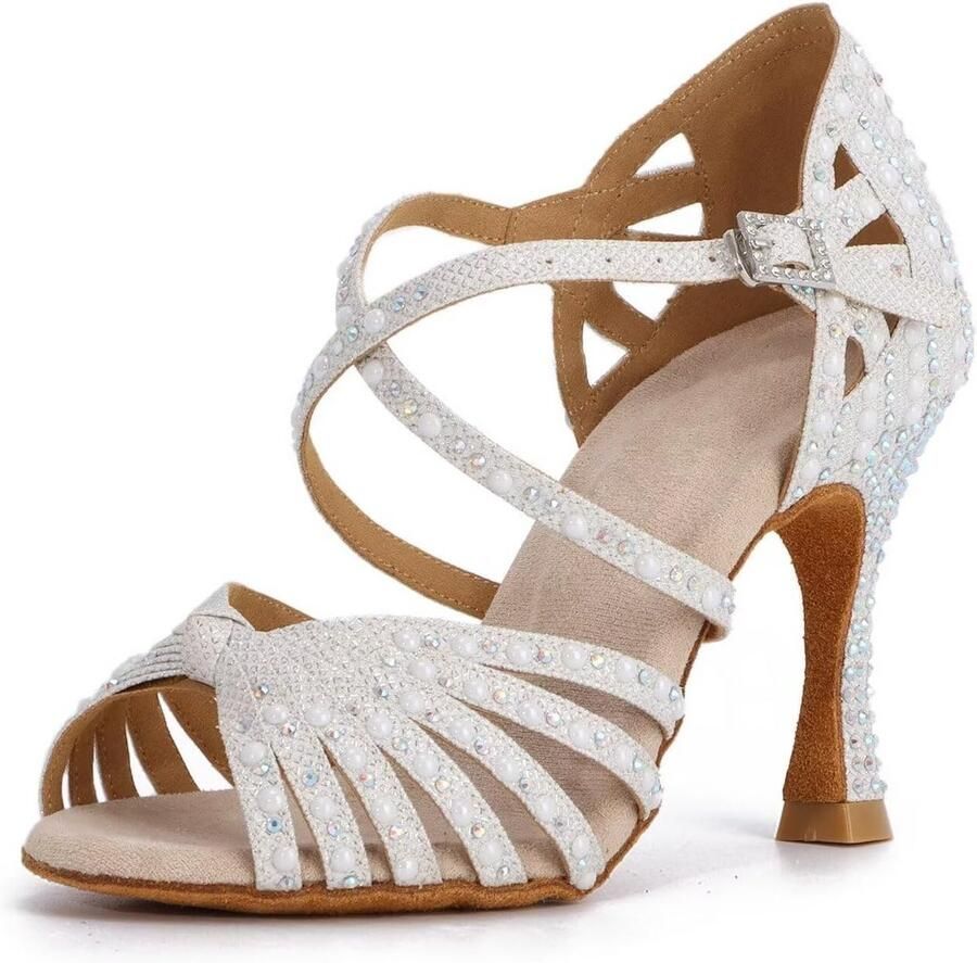 Dames Dansschoenen Latin Salsa Strikjes en Kruisbandjes voor Standaard en Ballroom Dansen