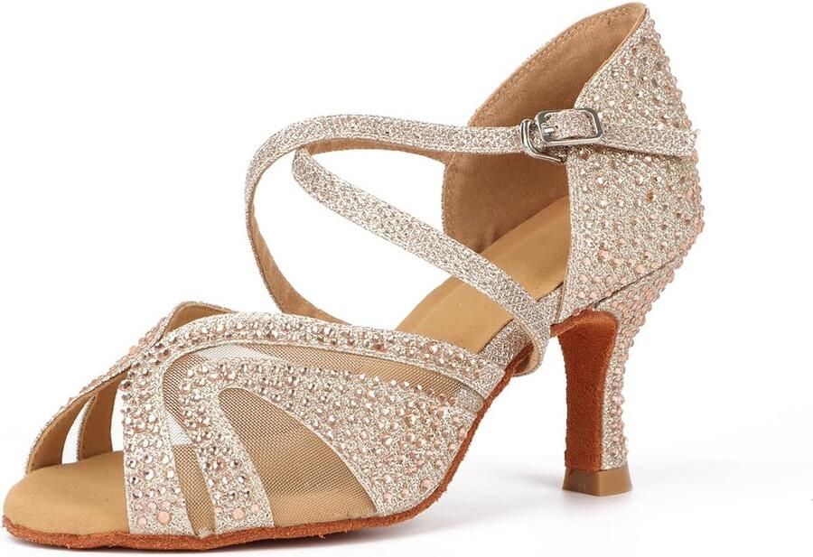 Dames Dansschoenen Latin Salsa Tango Bachata Bruiloft Feest Met Strass Steentjes