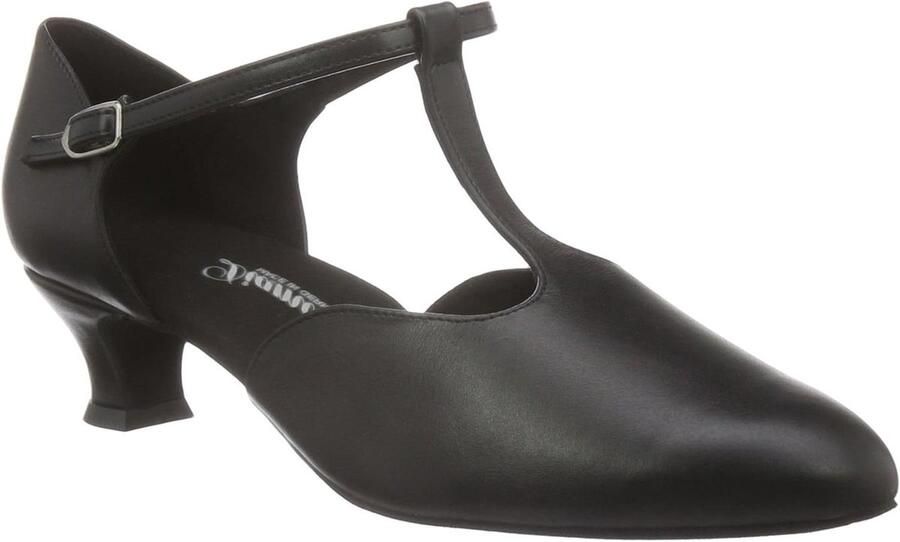 Dames Dansschoenen Standaard Latin Dansen Handgemaakt Duits Vakmanschap Hak Zwart