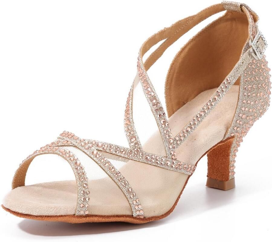 Dames Dansschoenen Strass voor Ballroom Latin Tango en Bachata