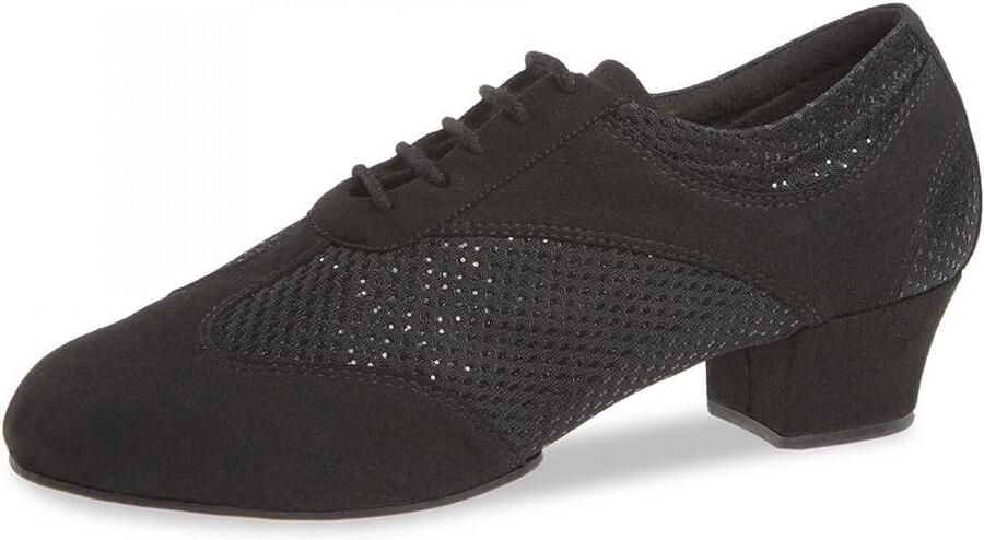 Dames Dansschoenen Zwart Glitter met Hielcubaan
