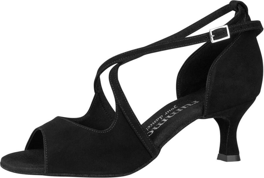 Dames Dansschoenen Zwart Nubuck Normale Wijdte Flare Hak Professioneel & Hobby