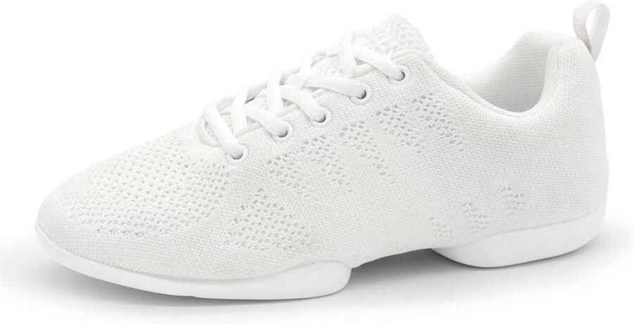 Dames Danssneakers Wit Korte Hak Flexibele Zool voor Zumba Salsa en Jazz