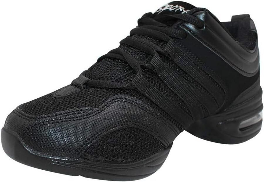 Dansschoenen Dames Zwart Mesh Comfortabele Jazz Latin Ballroom Sneakers met Splitszool