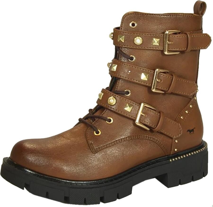 Dames Derby Boots met Decoratieve Gespen en Rits