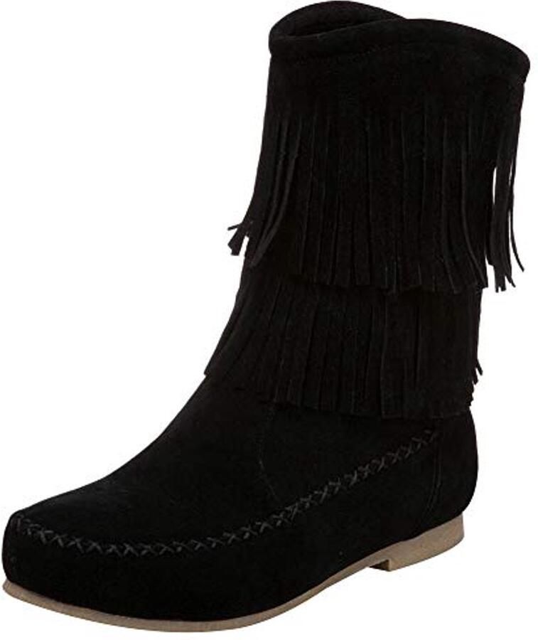 Dames Dubbele Franje Mocassin Laarzen Halfhoge Cowboy Laarzen