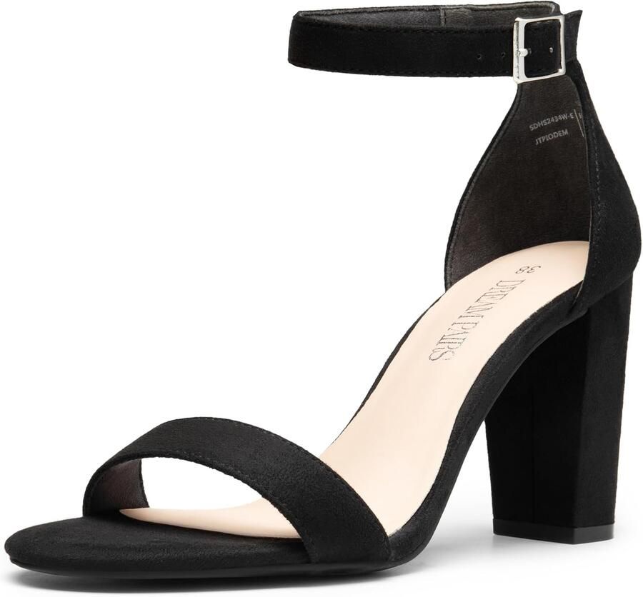 Dames Elegante Blokhak Sandalen met Enkelband Zwart