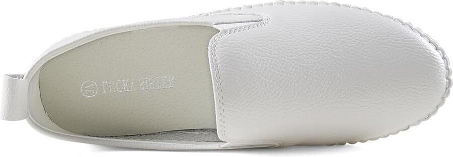 Dames Elegante Ballerina's van Wit Leer met Ronde Neus voor Comfortabel Werk en Casual Gebruik