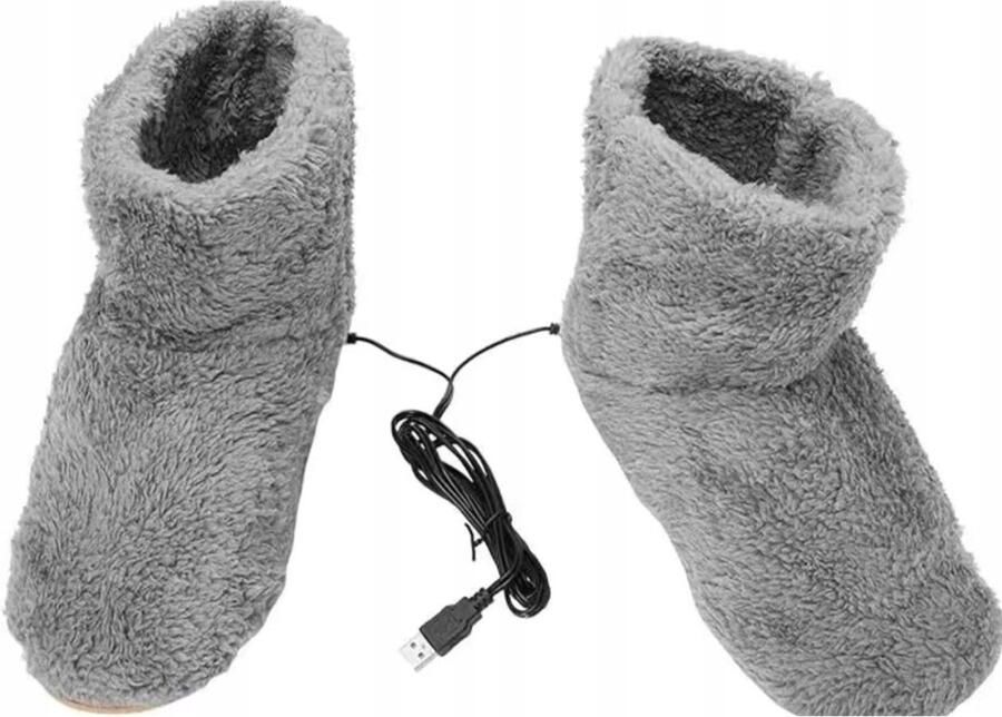 Dames Elektrische Verwarmde Pantoffels USB Oplaadbaar Grijs