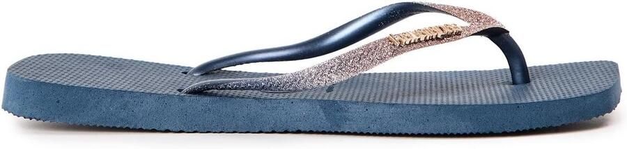 en Slim Square Glitter Teenslippers Indigo Blauw