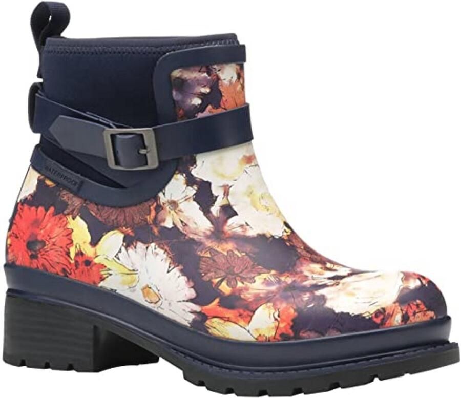 Dames Enkellaars met Neopreen Marine Bloemen Waterdicht