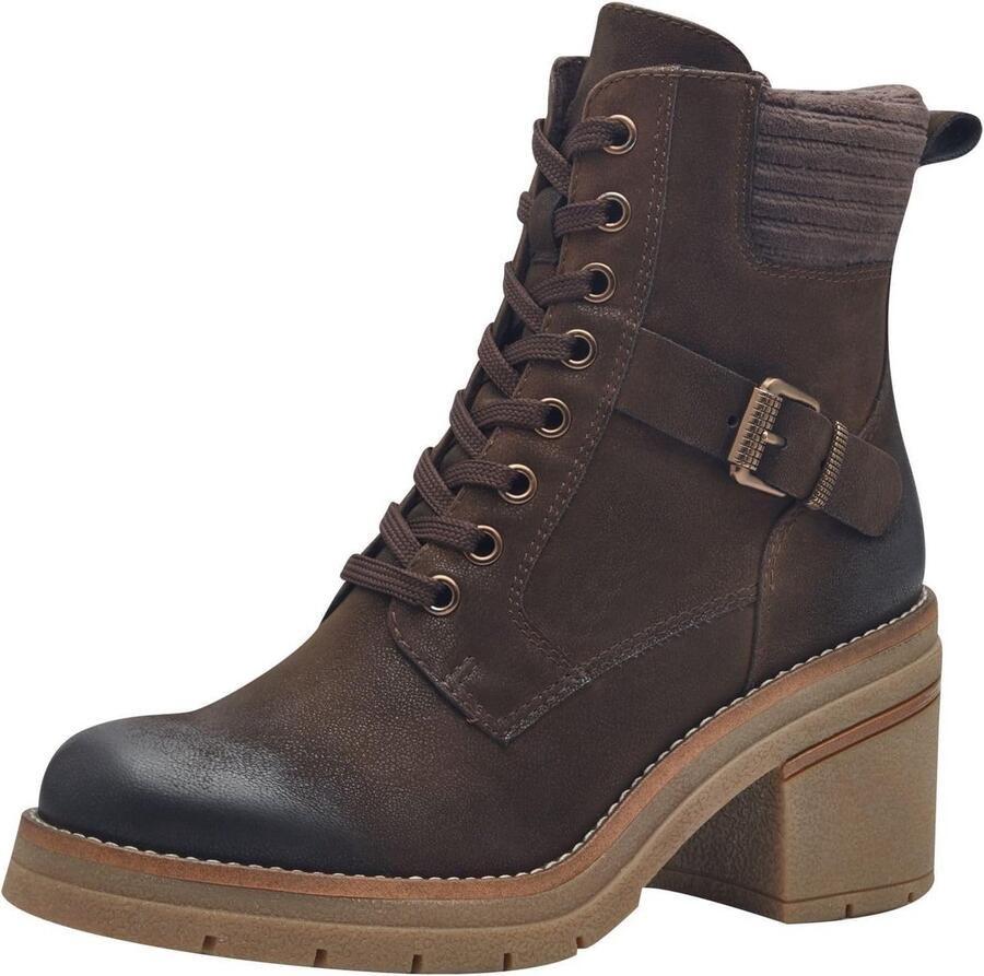 Dames enkellaars met vetersluiting modieus ontwerp