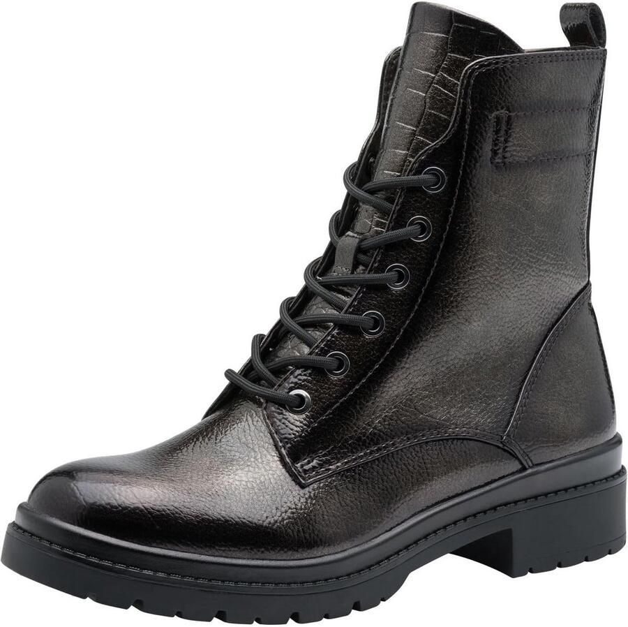 Dames Enkellaarsje Plat met Vetersluiting