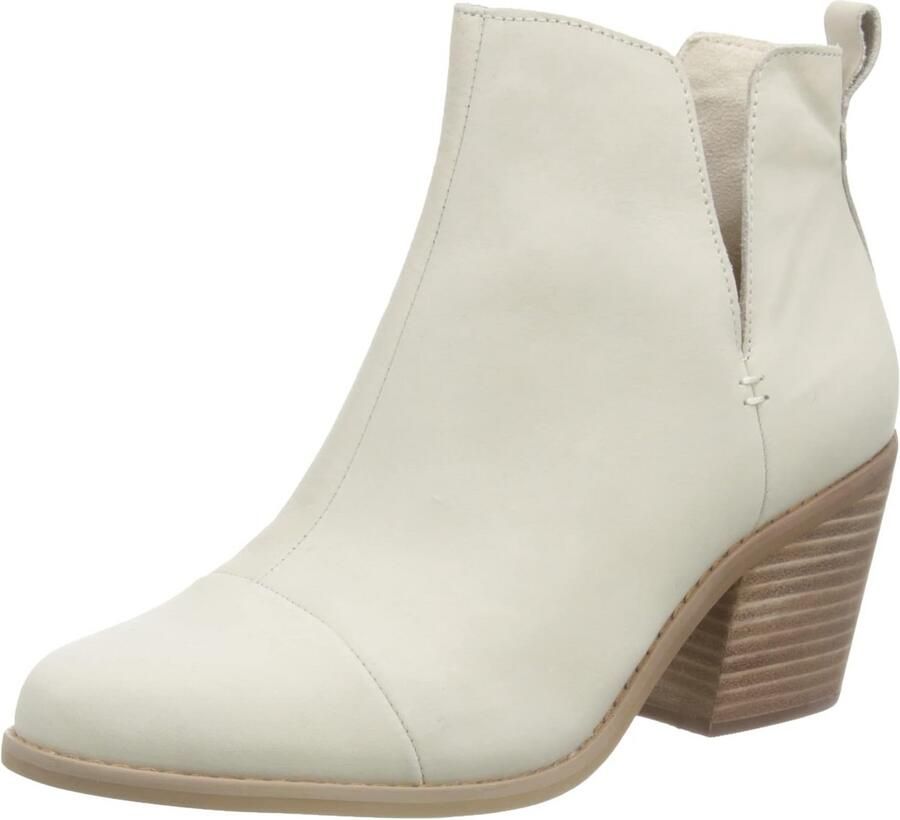 Dames Enkellaarsjes Beige Leer Blokhak Comfortabel & Stijlvol