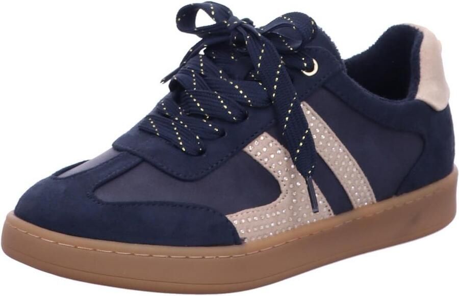 Dames Enkellaarsjes Blauw Beige Suède Look