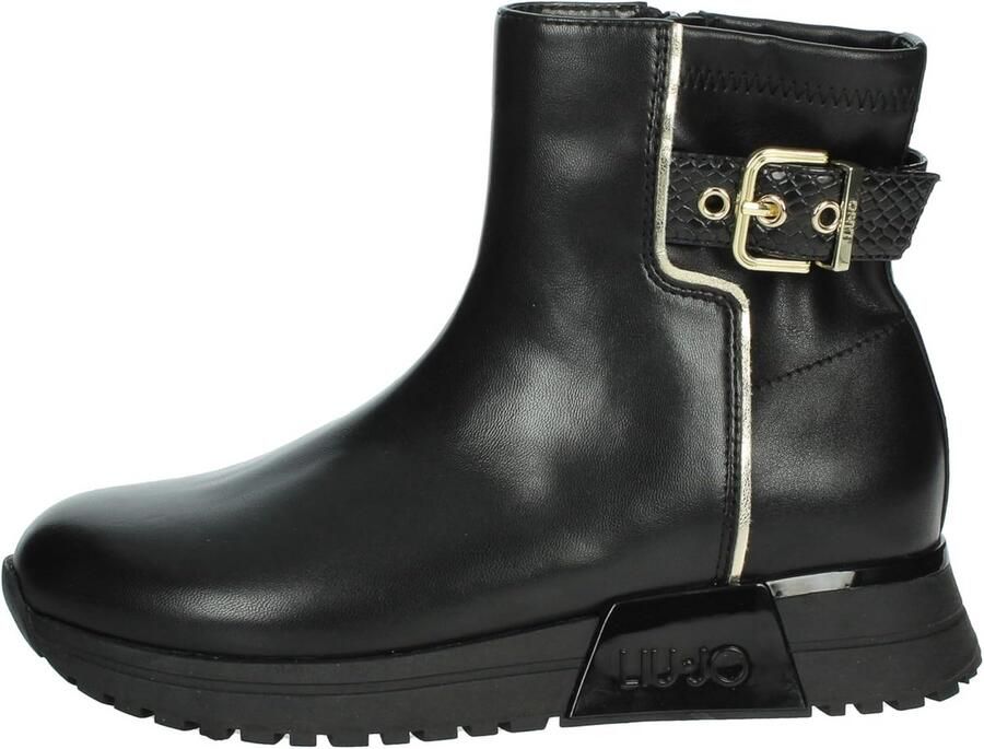 Dames Enkellaarsjes met Plateauzool Zwart Imitatieleer